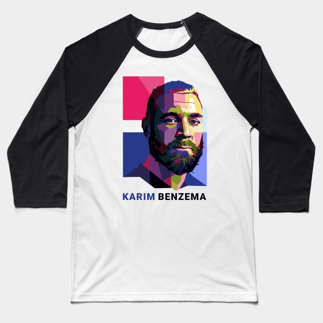 Karim Benzema Pop Art Portrait Baseball T-Shirt by mursyidinejad